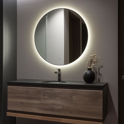 Brilagi - VENA BLACK LED-vannitoa peegel LED/32W/230V, läbimõõt 100 cm, IP44, CRI 90, hämardatav + CCT