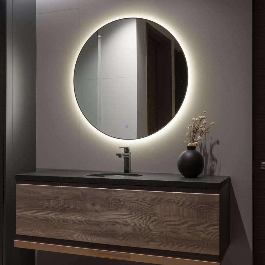 Brilagi - VENA BLACK LED-vannitoa peegel LED/32W/230V, läbimõõt 100 cm, IP44, CRI 90, hämardatav + CCT