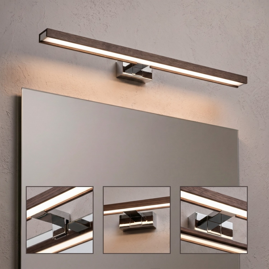 Brilagi - LED vannitoa peegli valgusti WOODY MIRROR 3-ühes LED/12W/230V 60 cm IP44 läikiv kroom/tamm-pähkel