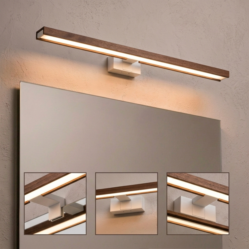 Brilagi - LED-vannitoa peegli valgustus WOODY MIRROR 3v1 LED/15W/230V 80 cm IP44 valge/tamm-kirsipuu