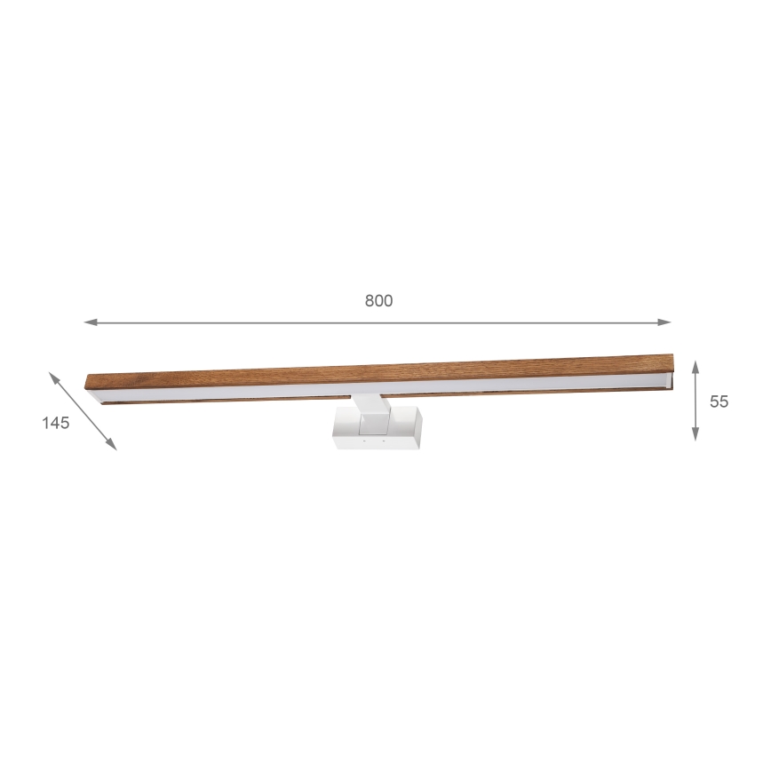 Brilagi - LED-vannitoa peegli valgustus WOODY MIRROR 3v1 LED/15W/230V 80 cm IP44 valge/tamm-kirsipuu