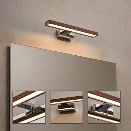 Brilagi - LED vannitoa peegli valgustus 3-ühes WOODY MIRROR LED/8W/230V 40 cm IP44 läikiv kroom/tamm kirsipuu