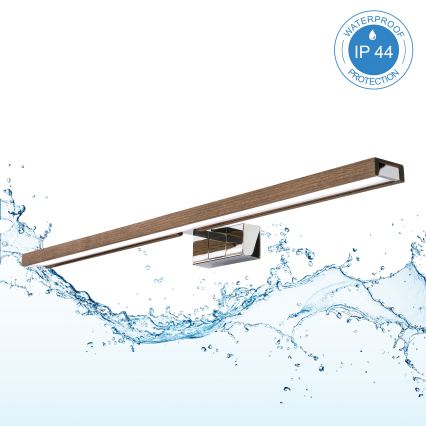 BRILAGI - LED vannitoa peegli valgustus WOODY MIRROR 3-ühes LED/15W/230V 80 cm IP44 läikiv kroom/tamm pähkel
