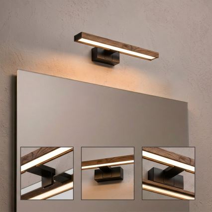 Brilagi - LED-vannitoa peegli valgustus 3-ühes WOODY MIRROR LED/8W/230V 40 cm IP44 must/tamm