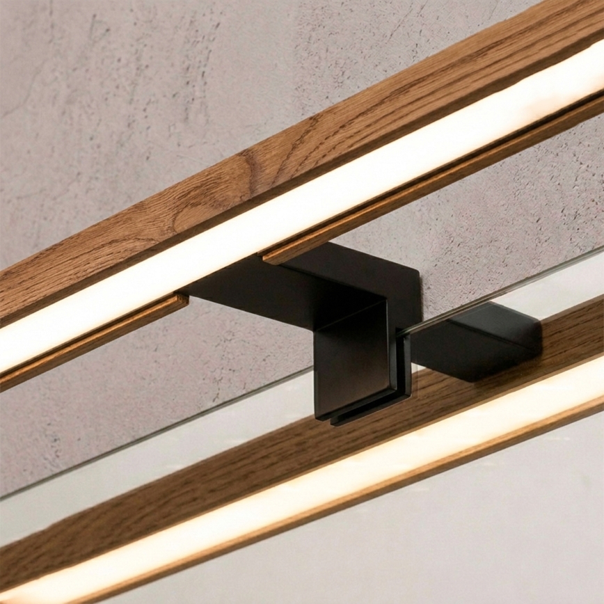 Brilagi - LED-vannitoa peegli valgustus 3-ühes WOODY MIRROR LED/8W/230V 40 cm IP44 must/tamm