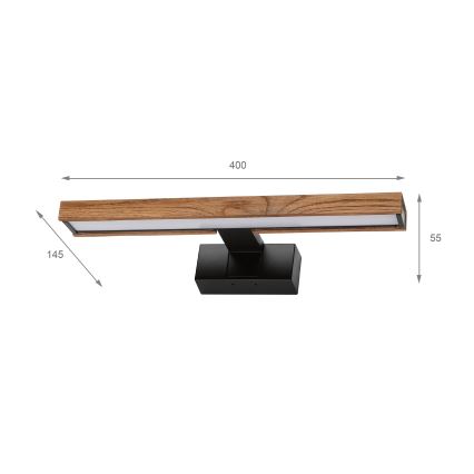 Brilagi - LED-vannitoa peegli valgustus 3-ühes WOODY MIRROR LED/8W/230V 40 cm IP44 must/tamm