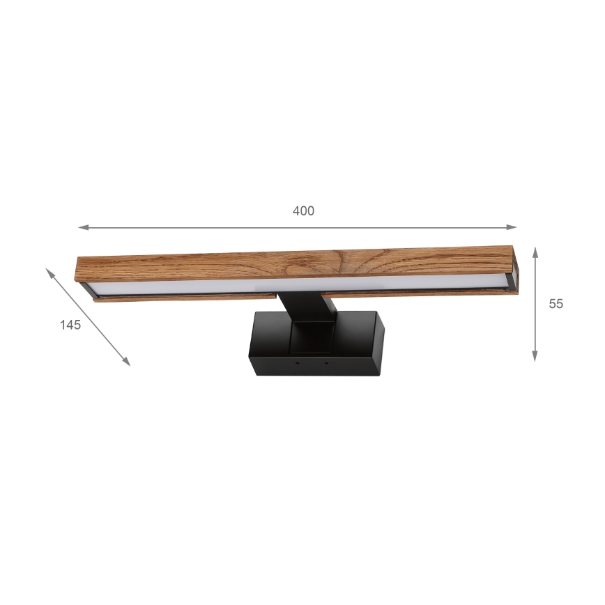 Brilagi - LED-vannitoa peegli valgustus 3-ühes WOODY MIRROR LED/8W/230V 40 cm IP44 must/tamm