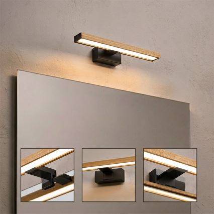 Brilagi - Vannitoa peegli LED-valgusti 3-ühes WOODY MIRROR LED/8W/230V IP44 must/tamm