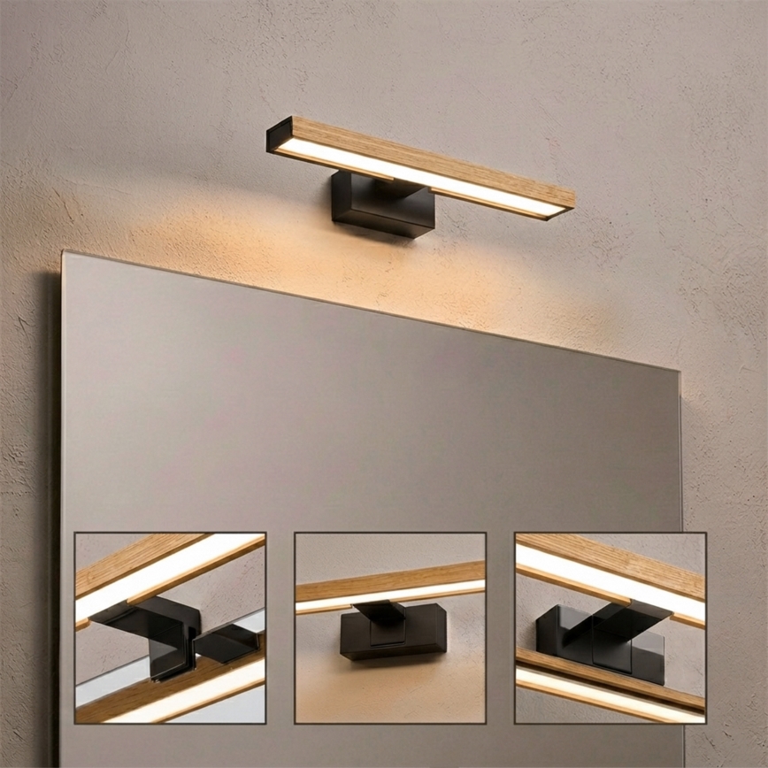 Brilagi - Vannitoa peegli LED-valgusti 3-ühes WOODY MIRROR LED/8W/230V IP44 must/tamm