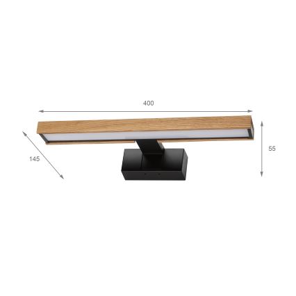Brilagi - Vannitoa peegli LED-valgusti 3-ühes WOODY MIRROR LED/8W/230V IP44 must/tamm