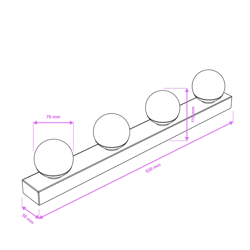 Brilagi - LED vannitoa peeglivalgusti HOLLYWOOD 4xLED/3W/230V 53 cm IP44 läikiv kroom