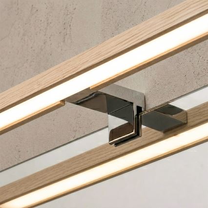 Brilagi - LED vannitoa peegli valgustus WOODY MIRROR 3-ühes LED/12W/230V 60 cm IP44 läikiv kroom/tamm