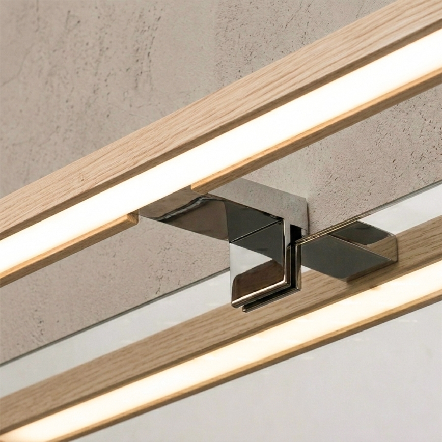 Brilagi - LED vannitoa peegli valgustus WOODY MIRROR 3-ühes LED/12W/230V 60 cm IP44 läikiv kroom/tamm
