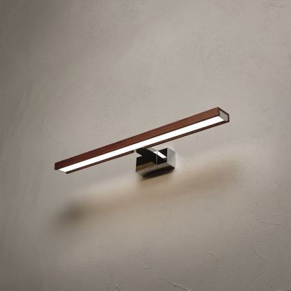 Brilagi - Vannitoa peegli LED-valgustus WOODY MIRROR 3-ühes LED/12W/230V 60 cm IP44 läikiv kroom/kirsipuu