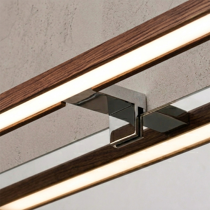 Brilagi - Vannitoa peegli LED-valgustus WOODY MIRROR 3-ühes LED/12W/230V 60 cm IP44 läikiv kroom/kirsipuu