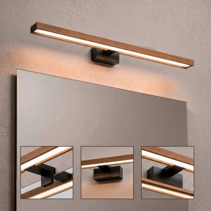 Brilagi - LED vannitoa peegli valgusti WOODY MIRROR 3v1 LED/15W/230V 80 cm IP44 must/tamm-kirss