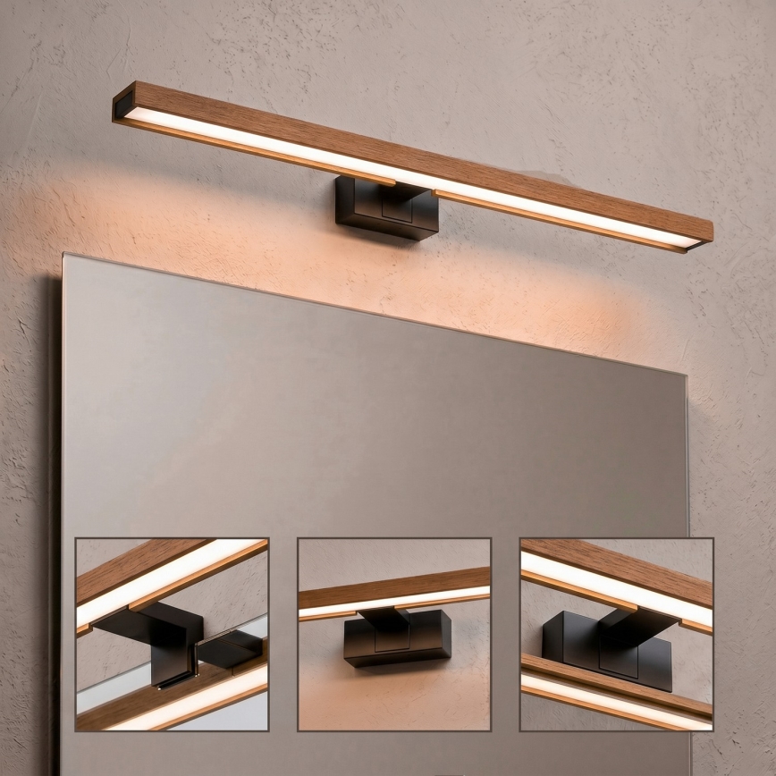 Brilagi - LED vannitoa peegli valgusti WOODY MIRROR 3v1 LED/15W/230V 80 cm IP44 must/tamm-kirss