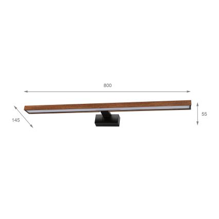 Brilagi - LED vannitoa peegli valgusti WOODY MIRROR 3v1 LED/15W/230V 80 cm IP44 must/tamm-kirss