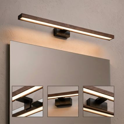 Brilagi - LED-vannitoa peegli valgustus WOODY MIRROR 3v1 LED/15W/230V 80 cm IP44 must/tamme-pähkel