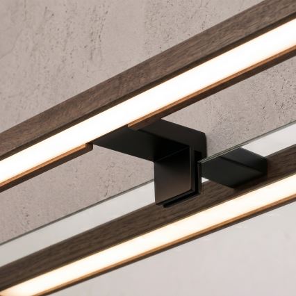 Brilagi - LED-vannitoa peegli valgustus WOODY MIRROR 3v1 LED/15W/230V 80 cm IP44 must/tamme-pähkel