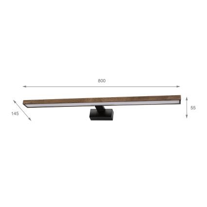 Brilagi - LED-vannitoa peegli valgustus WOODY MIRROR 3v1 LED/15W/230V 80 cm IP44 must/tamme-pähkel