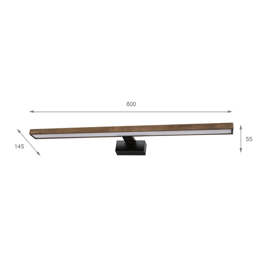 Brilagi - LED-vannitoa peegli valgustus WOODY MIRROR 3v1 LED/15W/230V 80 cm IP44 must/tamme-pähkel