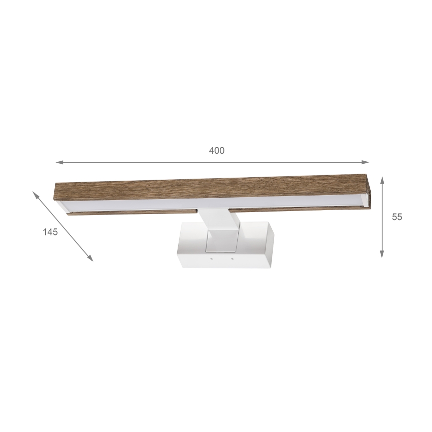 Brilagi - WOODY MIRROR 3-ühes LED-vannitoa peeglivalgusti, 8 W, 230 V, 40 cm, IP44, valge/tamm