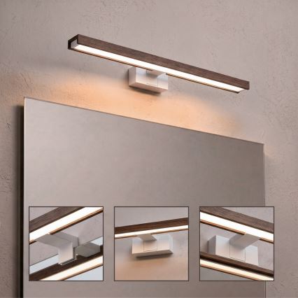 Brilagi - Vannitoa peegli LED-valgustus WOODY MIRROR 3v1 LED/12W/230V 60 cm IP44 valge/tamm/pähkel