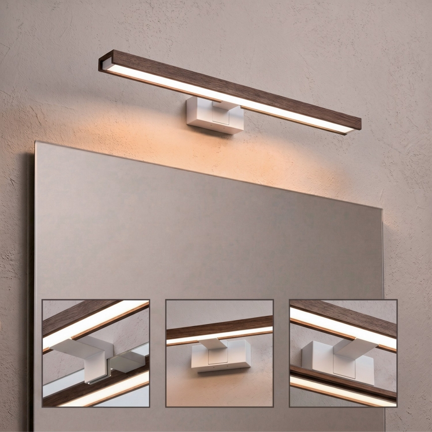 Brilagi - Vannitoa peegli LED-valgustus WOODY MIRROR 3v1 LED/12W/230V 60 cm IP44 valge/tamm/pähkel