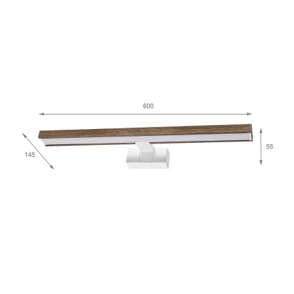Brilagi - Vannitoa peegli LED-valgustus WOODY MIRROR 3v1 LED/12W/230V 60 cm IP44 valge/tamm/pähkel