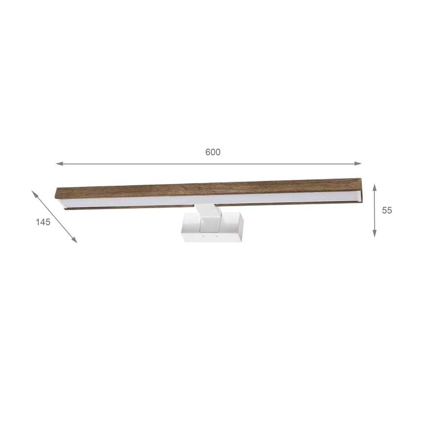 Brilagi - Vannitoa peegli LED-valgustus WOODY MIRROR 3v1 LED/12W/230V 60 cm IP44 valge/tamm/pähkel