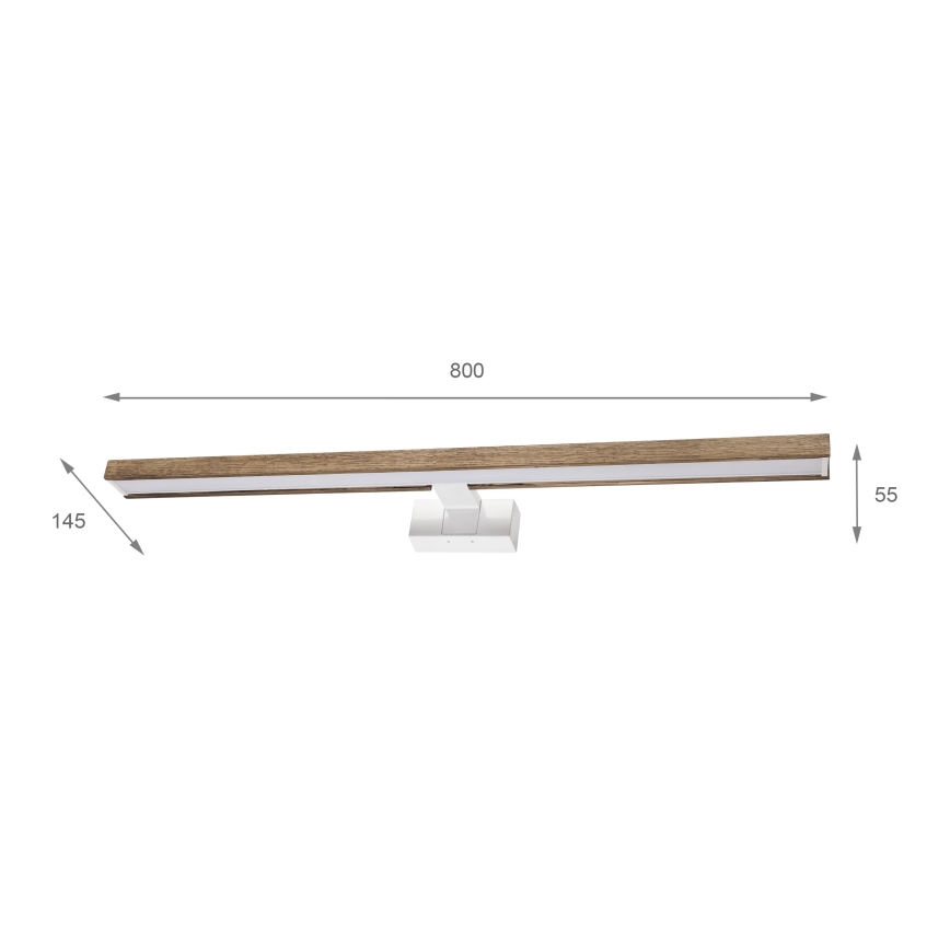 Brilagi - LED vannitoa peegli valgustus WOODY MIRROR 3-ühes LED/15W/230V 80 cm IP44 valge/tamm-pähkel