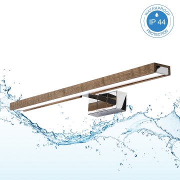 Brilagi - LED-vannitoa peegli valgustus 3-ühes WOODY MIRROR LED/12W/230V 60 cm IP44 läikiv kroom/tamm-pähkel