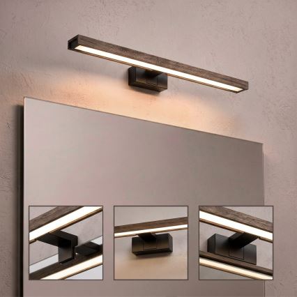 Brilagi - LED vannitoa peegli valgustus 3-ühes WOODY MIRROR LED/12W/230V IP44 must/tammepähkel