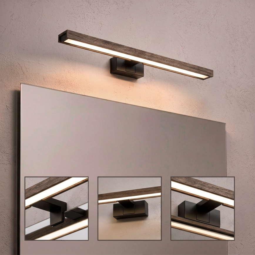 Brilagi - LED vannitoa peegli valgustus 3-ühes WOODY MIRROR LED/12W/230V IP44 must/tammepähkel