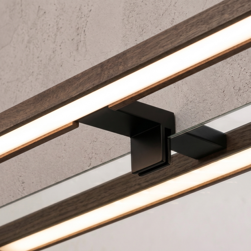 Brilagi - LED vannitoa peegli valgustus 3-ühes WOODY MIRROR LED/12W/230V IP44 must/tammepähkel