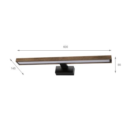 Brilagi - LED vannitoa peegli valgustus 3-ühes WOODY MIRROR LED/12W/230V IP44 must/tammepähkel