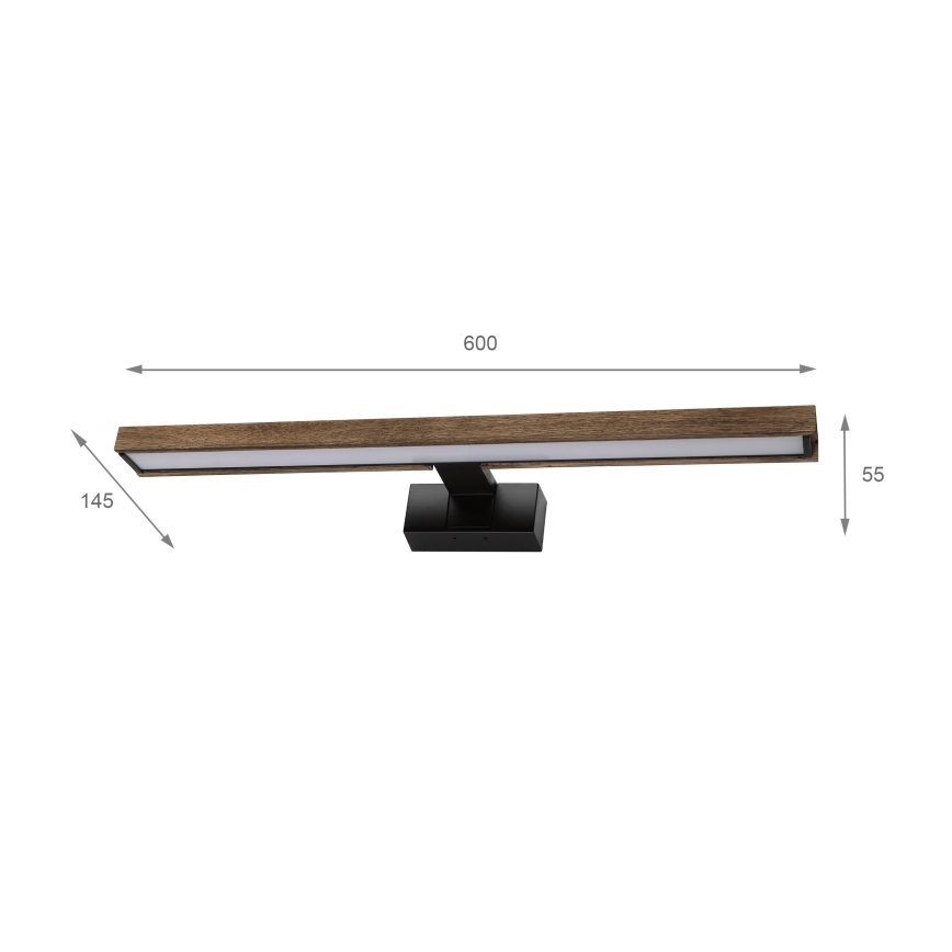 Brilagi - LED vannitoa peegli valgustus 3-ühes WOODY MIRROR LED/12W/230V IP44 must/tammepähkel