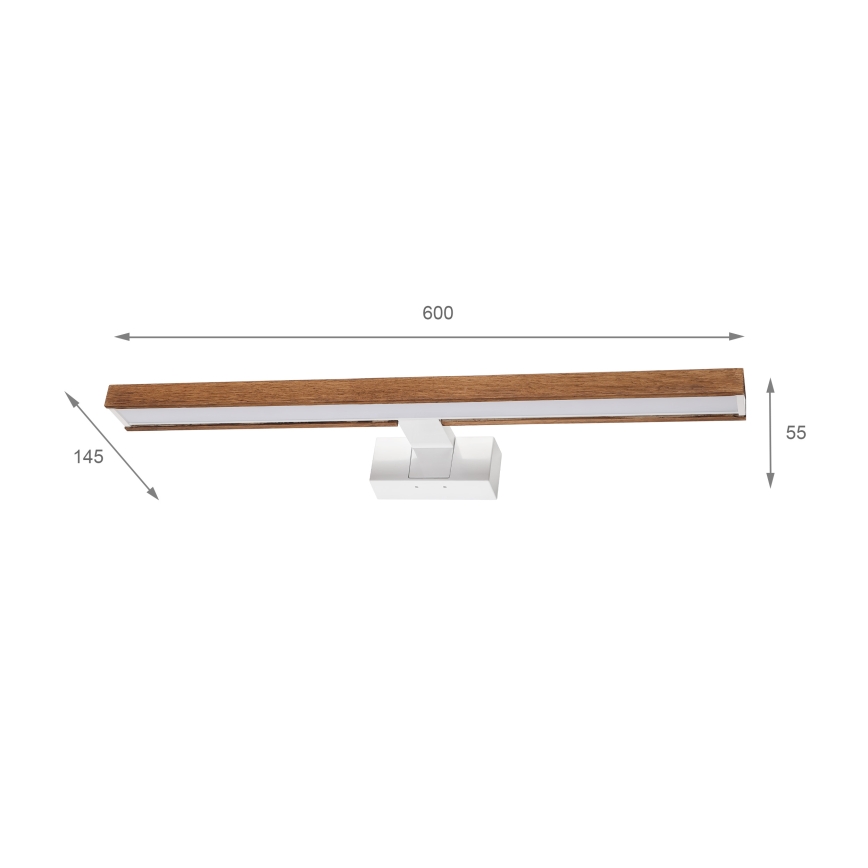 Brilagi - LED-vannitoa peegli valgustus 3-ühes WOODY MIRROR LED/12W/230V 60 cm IP44 valge/tamm kirsipuu