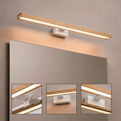 Brilagi - LED-vannitoa peegli valgustus 3-ühes WOODY MIRROR LED/15W/230V 80 cm IP44 valge/tamm