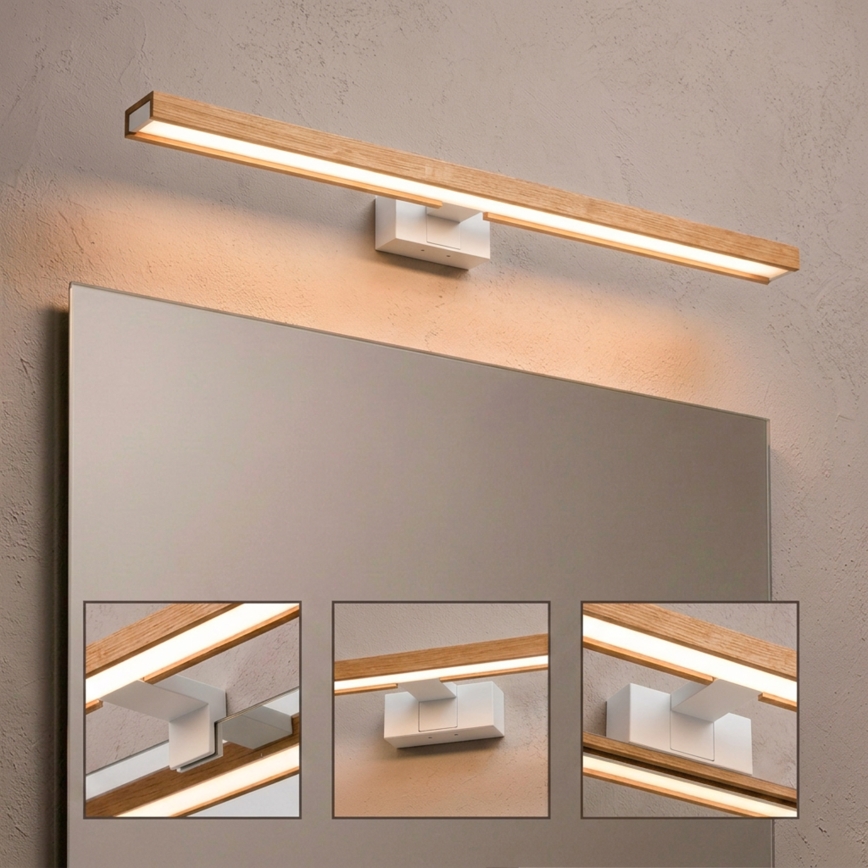 Brilagi - LED-vannitoa peegli valgustus 3-ühes WOODY MIRROR LED/15W/230V 80 cm IP44 valge/tamm