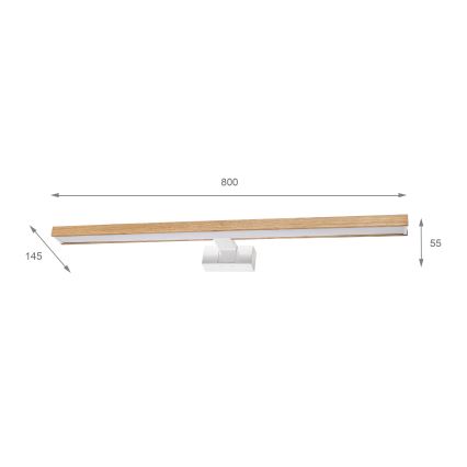 Brilagi - LED-vannitoa peegli valgustus 3-ühes WOODY MIRROR LED/15W/230V 80 cm IP44 valge/tamm