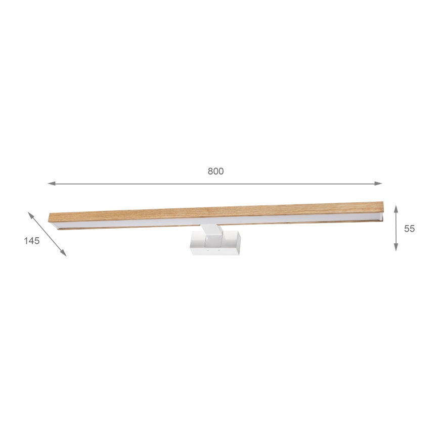 Brilagi - LED-vannitoa peegli valgustus 3-ühes WOODY MIRROR LED/15W/230V 80 cm IP44 valge/tamm
