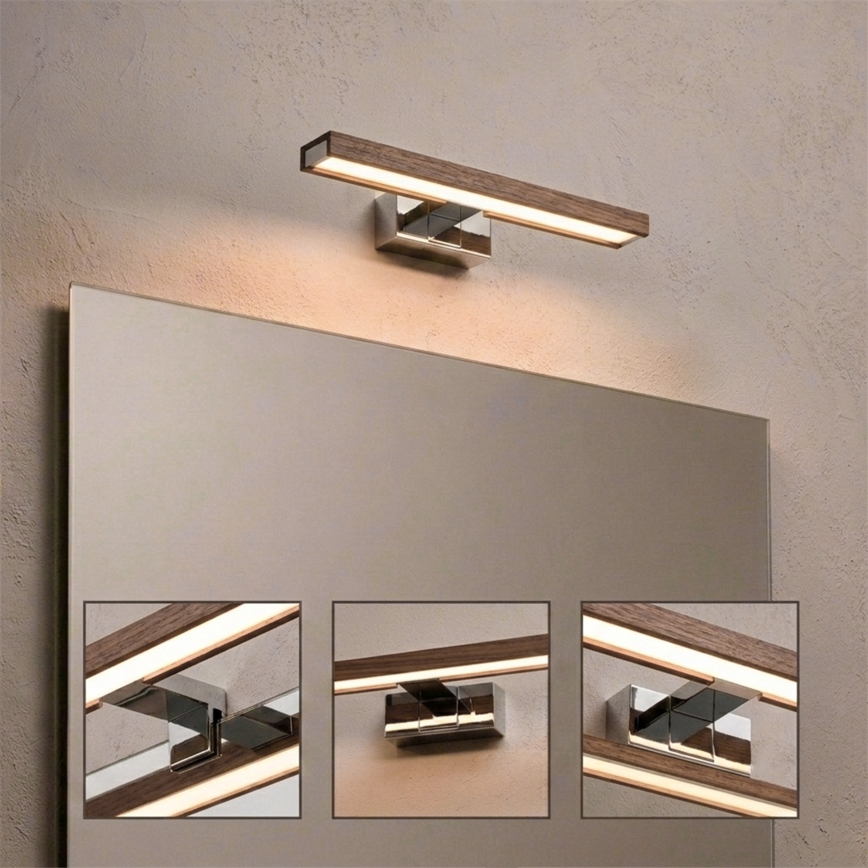 Brilagi - WOODY MIRROR 3-ühes LED-vannitoa peegli valgusti LED/8W/230V 40 cm IP44 läikiv kroom/tamm/pähkel