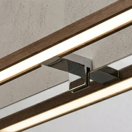 Brilagi - WOODY MIRROR 3-ühes LED-vannitoa peegli valgusti LED/8W/230V 40 cm IP44 läikiv kroom/tamm/pähkel