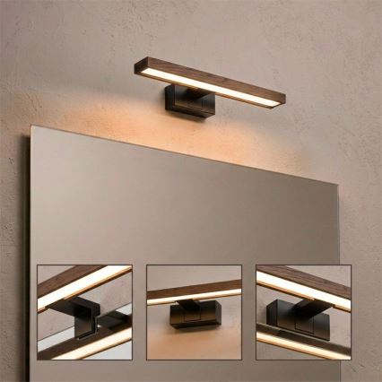 Brilagi - LED vannitoapeegli valgusti 3-ühes WOODY MIRROR LED/8W/230V 40 cm IP44 must/tamm pähkel