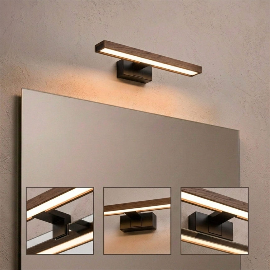 Brilagi - LED vannitoapeegli valgusti 3-ühes WOODY MIRROR LED/8W/230V 40 cm IP44 must/tamm pähkel