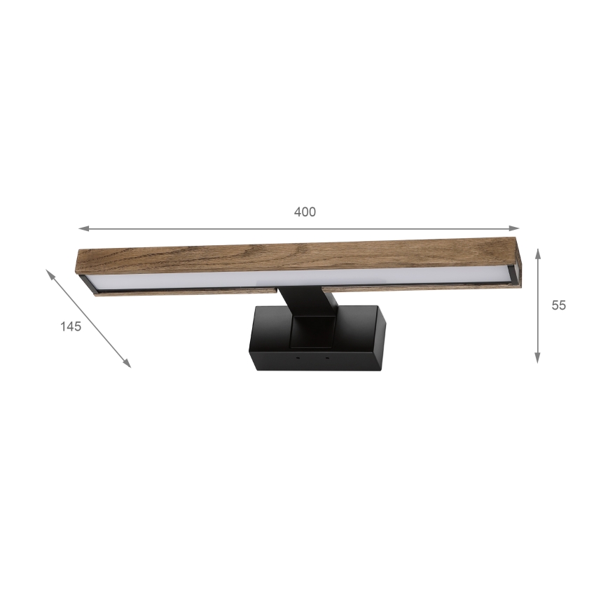 Brilagi - LED vannitoapeegli valgusti 3-ühes WOODY MIRROR LED/8W/230V 40 cm IP44 must/tamm pähkel