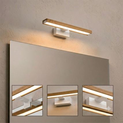 Brilagi - WOODY MIRROR 3-ühes LED-vannitoa peegli valgustus LED/8W/230V 40 cm IP44 valge/tamm