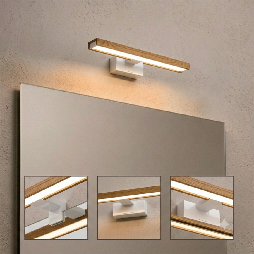 Brilagi - WOODY MIRROR 3-ühes LED-vannitoa peegli valgustus LED/8W/230V 40 cm IP44 valge/tamm